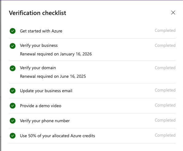 Azure Founders Hub checklist
