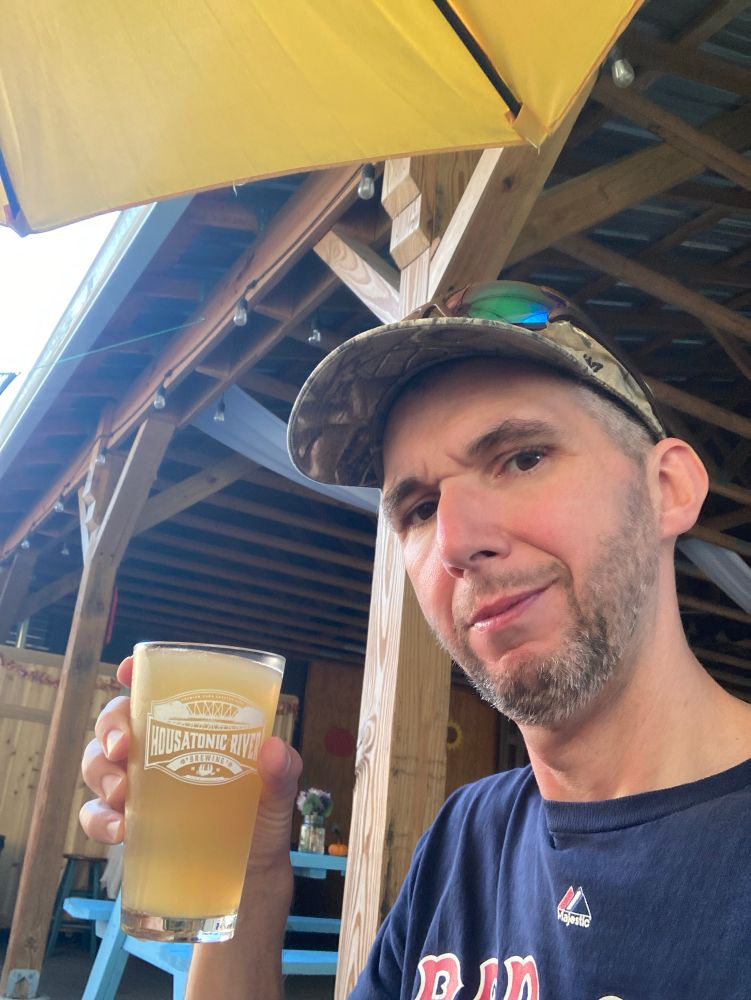 Enjoying a beer at a brewery 