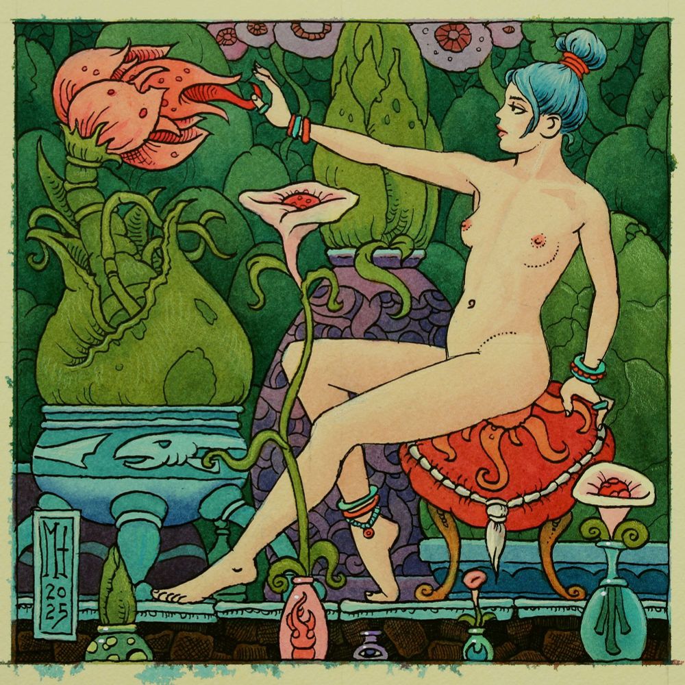 erotic surreal watercolor painting by michael hutter