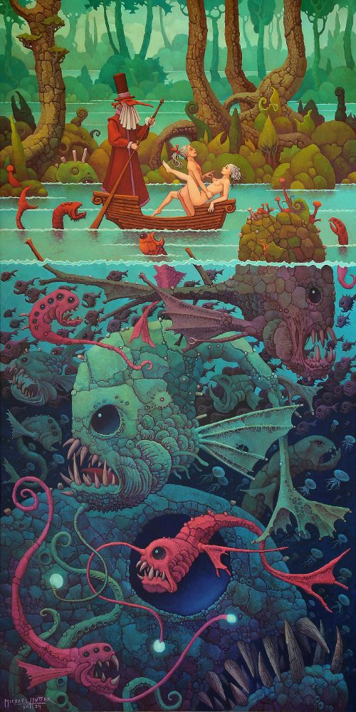 erotic dark surreal oil painting by michael hutter