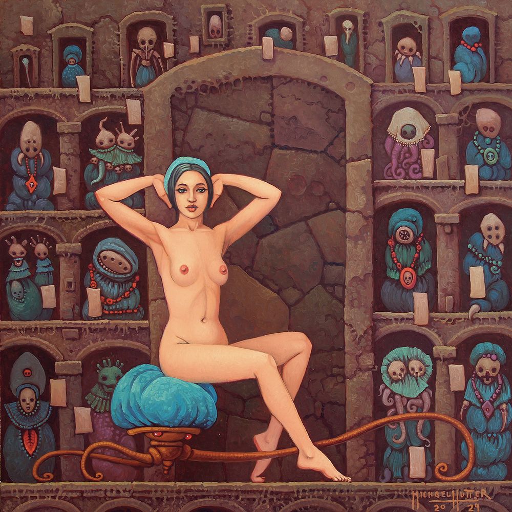 erotic dark surreal oil painting by michael hutter