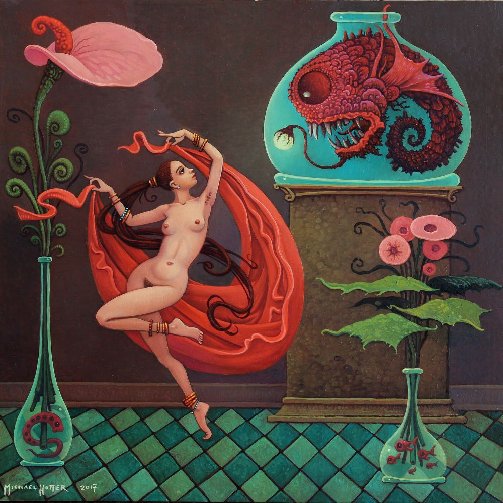 erotic dark surreal oil painting by michael hutter