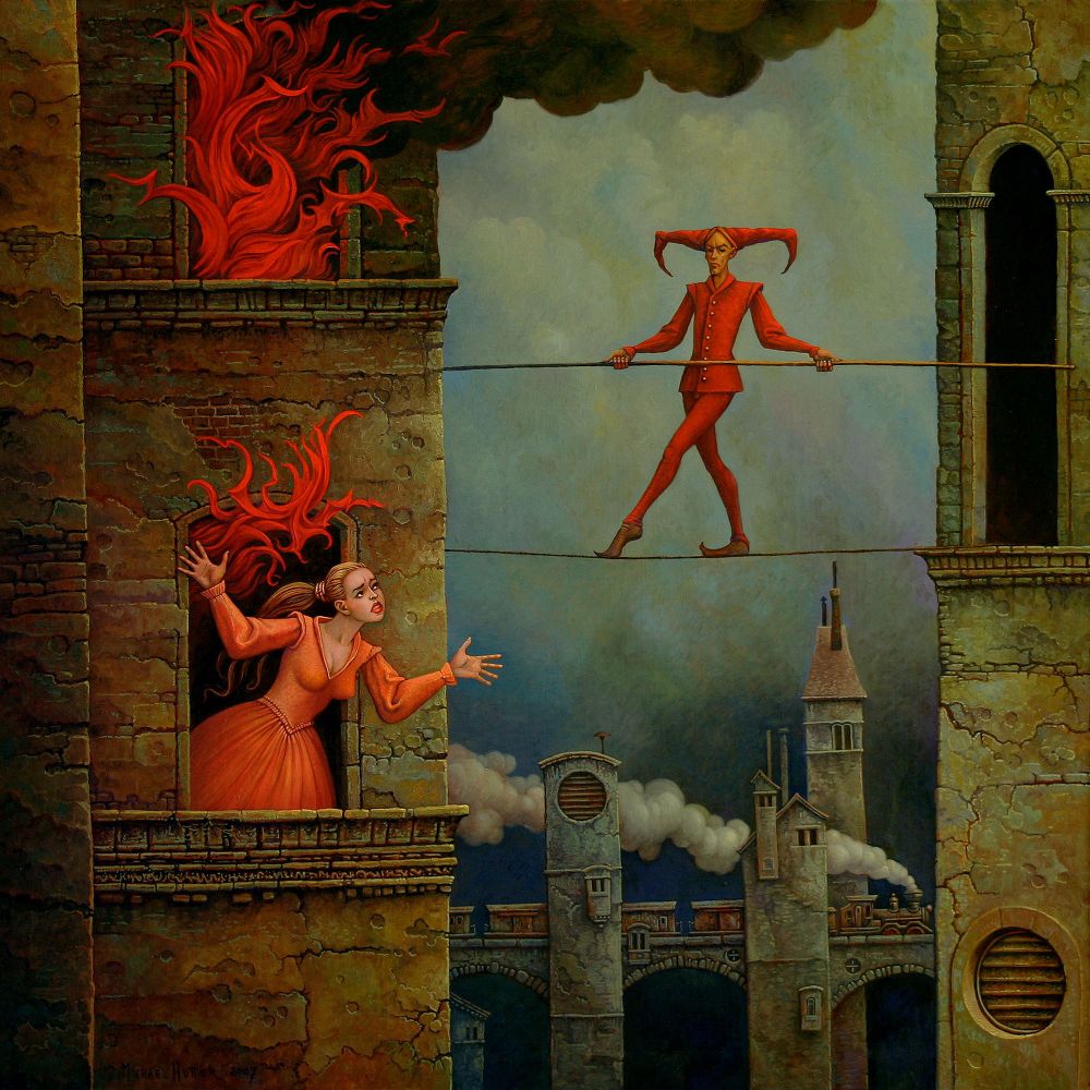 dark surreal oil painting by michael hutter