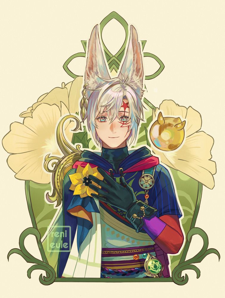Allen Walker (D.Gray-man) cosplaying as Tighnari (Genshin Impact) + Timcanpy as a seelie. Allen (2006 anime) and Tighnari share the same Voice Actor in japanese, Sanae Kobayashi
