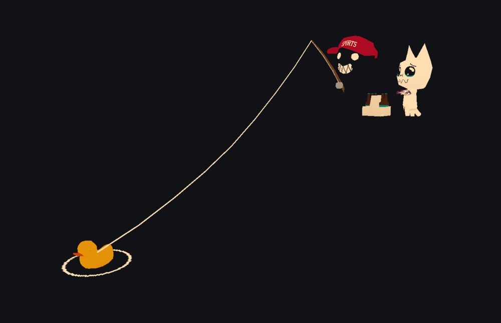 The exact same scene, but instead a screenshot from the game webfishing. This is what inspired the digital painting.