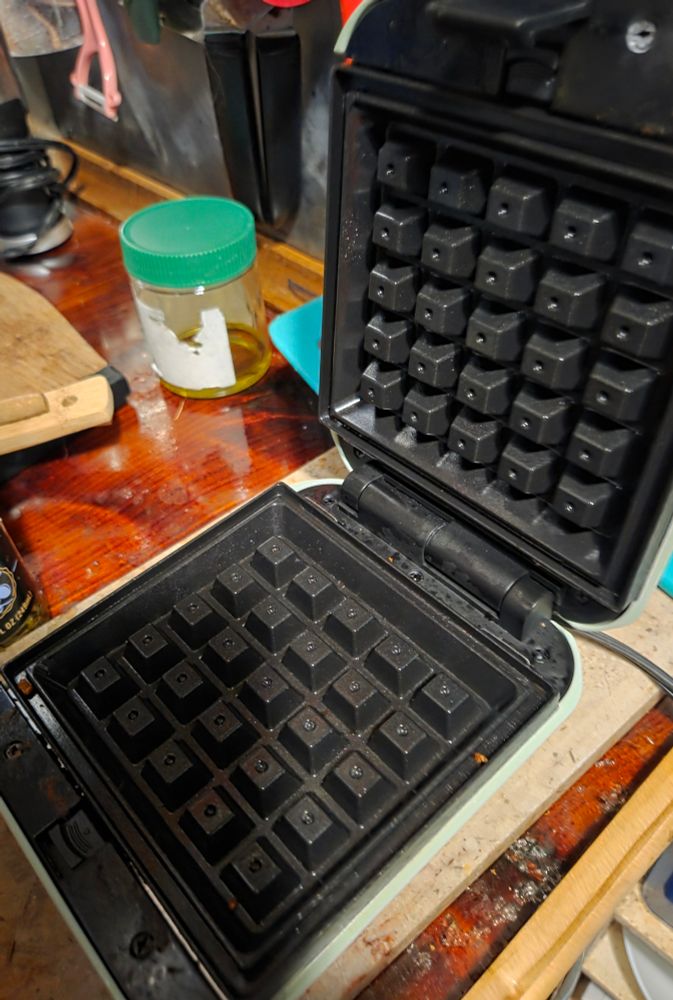 A one waffle waffle-maker. 
