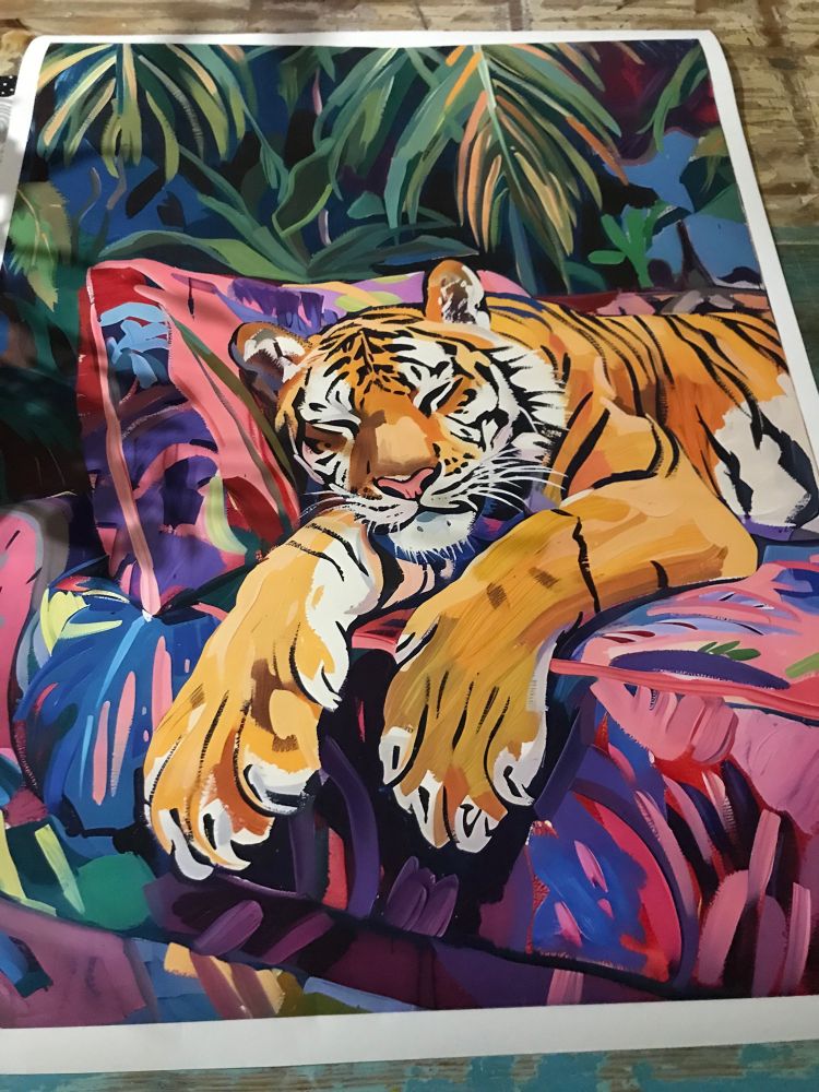 Sleeping tiger 
A print on my bedroom wall
