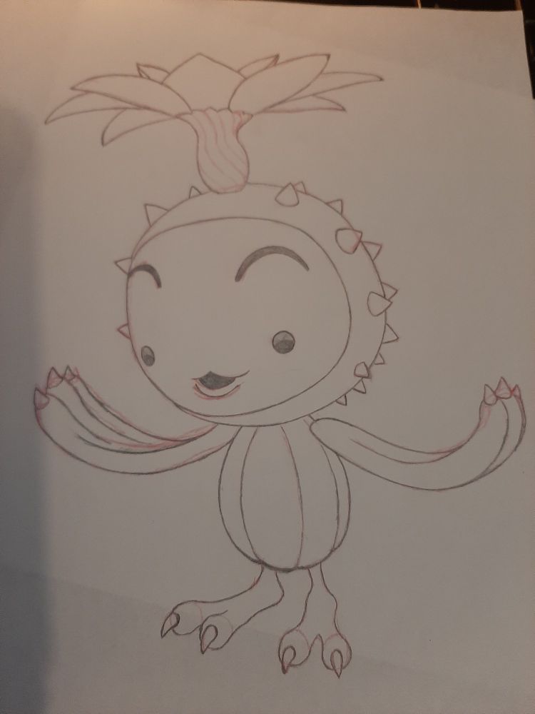 li'l cactus from Secret of Mana; 2nd sketch pass, hb pencil