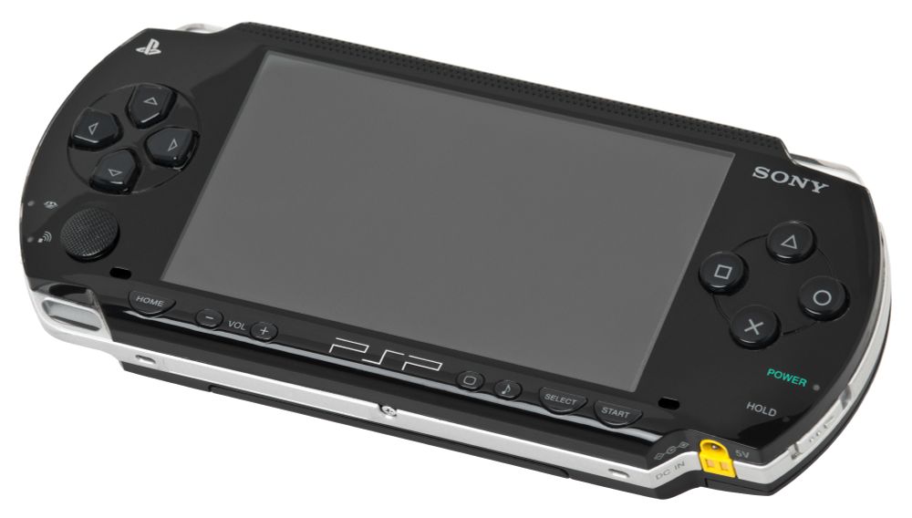 A Sony PlayStation Portable handheld console (PSP-1000} on a white background.