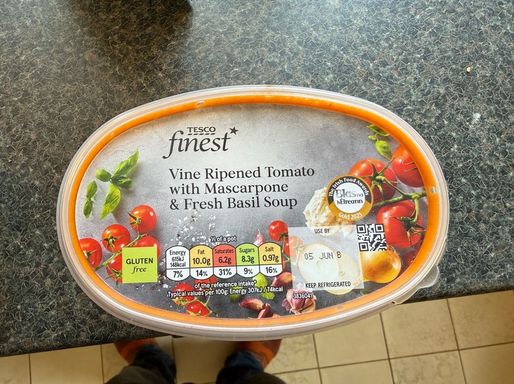 Tesco finest tomato and basil soup
