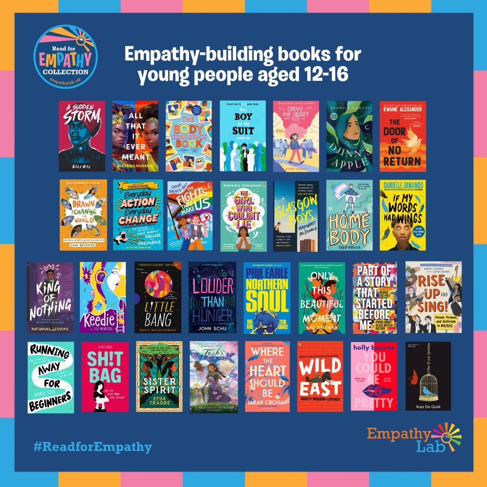 An image showing the book covers of the secondary school read for empathy collection 2025