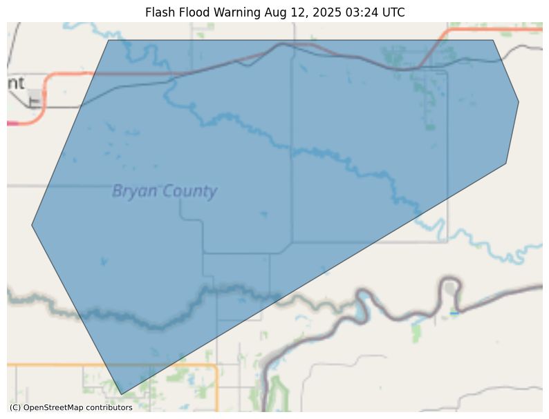 Flash Flood Warning issued August 11 at 10:24PM CDT until August 12 at 1:30AM CDT by NWS Norman OK