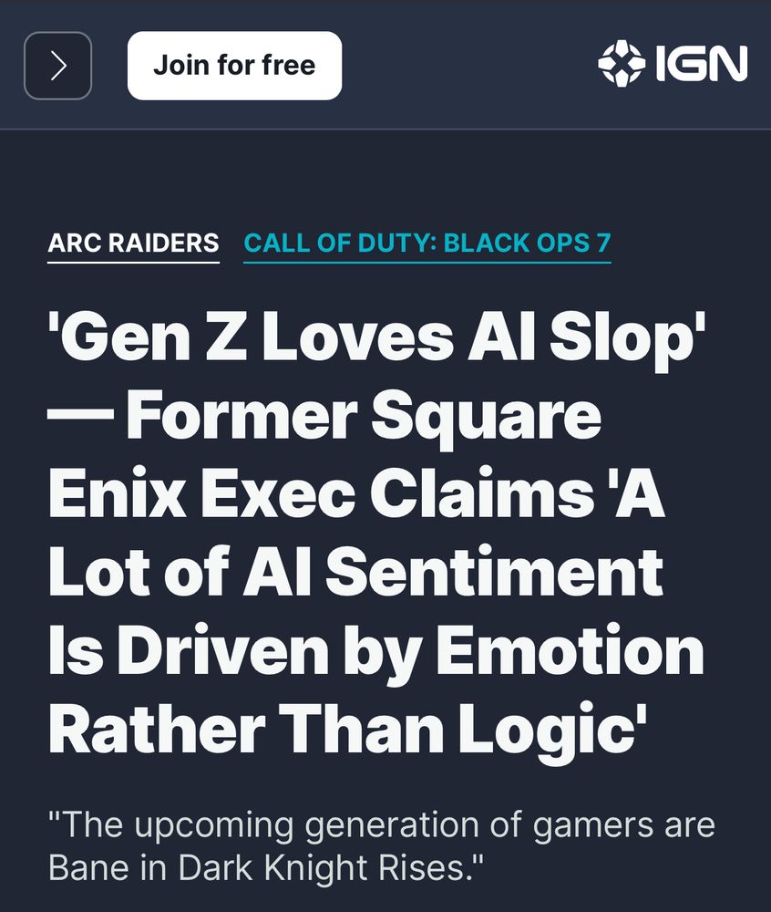IGN headline: Gen Z loves AI Slop