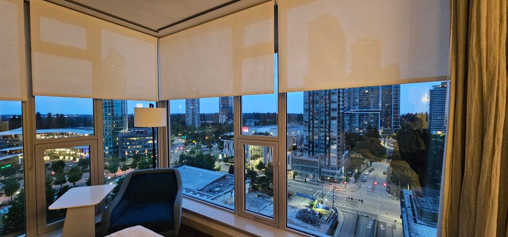 The view from our corner suite hotel room. Floor to ceiling windows. 