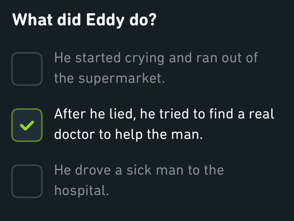 What did Eddy do?

(The right answer): after he lied, he tried to find a real doctor to help the man. 
