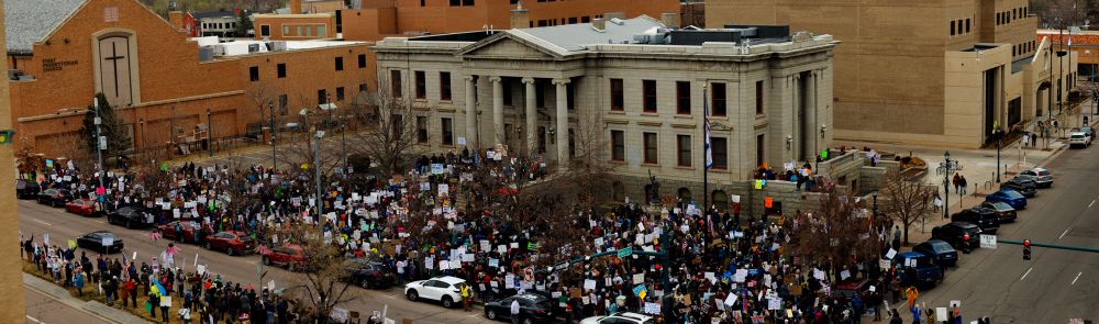 City hall at Colorado Springs saw 3500 protestors today. 
