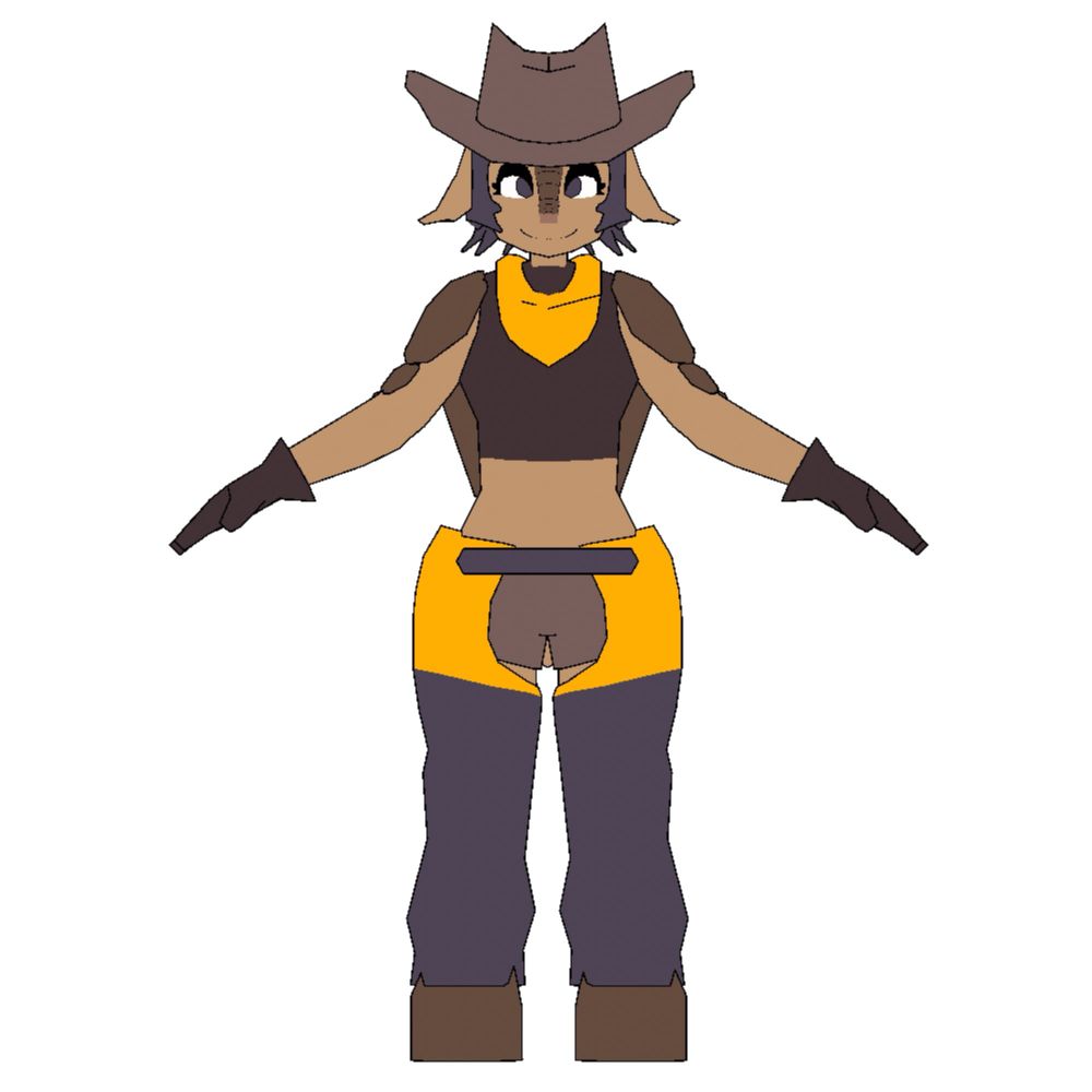 aardvark cow girl low poly model