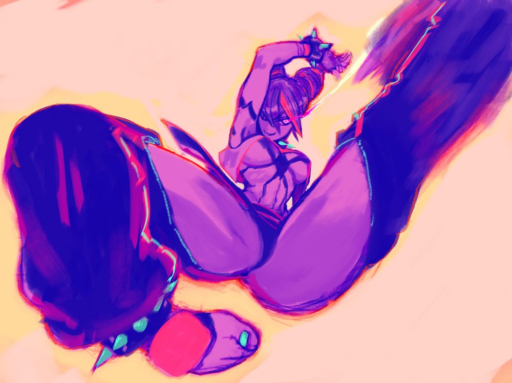 Juri doing a sick jump kick