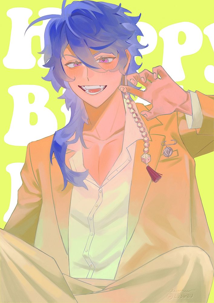 Birthday fanart of Dice Arisugawa from Hypnosis Microphone/hypmic in his new birthday outfit card from the game