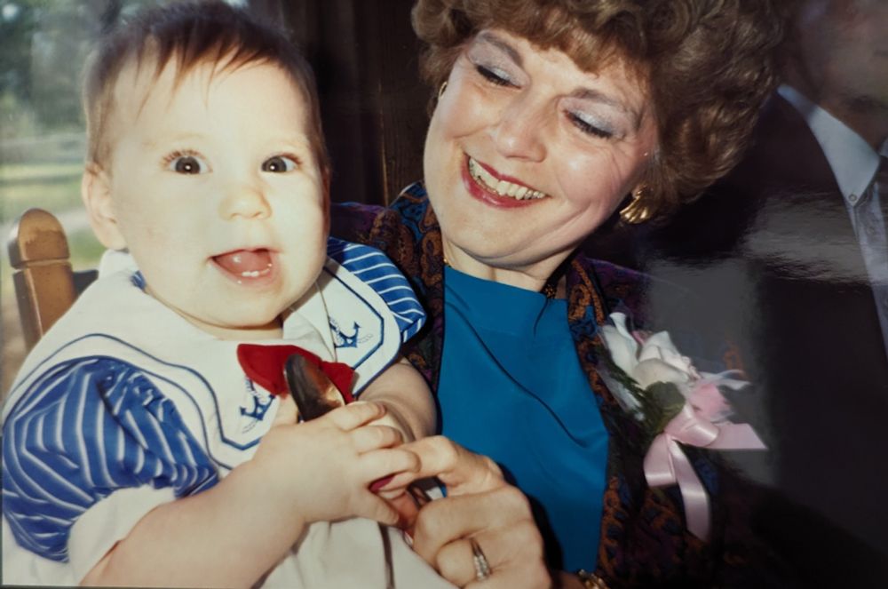 Baby Lizzie and Grandma Amelia around... Probably Easter 1992? Apparently my eye has just always been Like That. Grandma is radiant. 💖