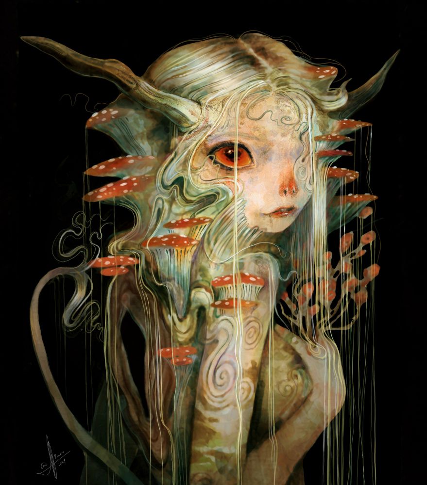 Drawing of maneater shapeshifter 