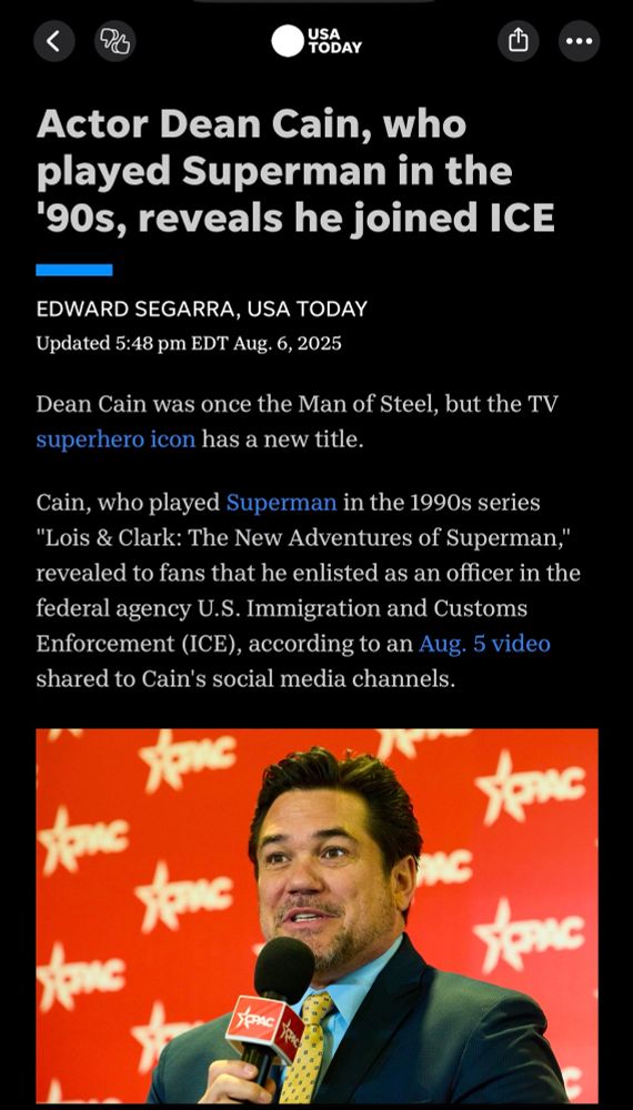 Actor Dean Cain announces joining ICE