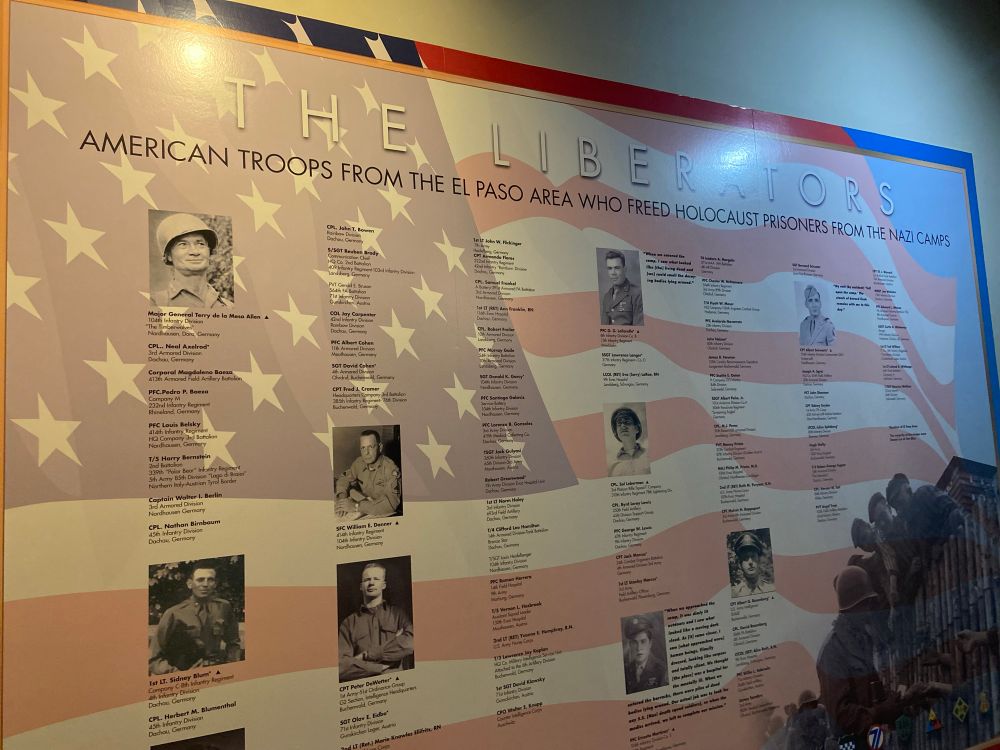 A wall with the names of the American soldiers from El Paso who liberated those in Nazi concentration camps 