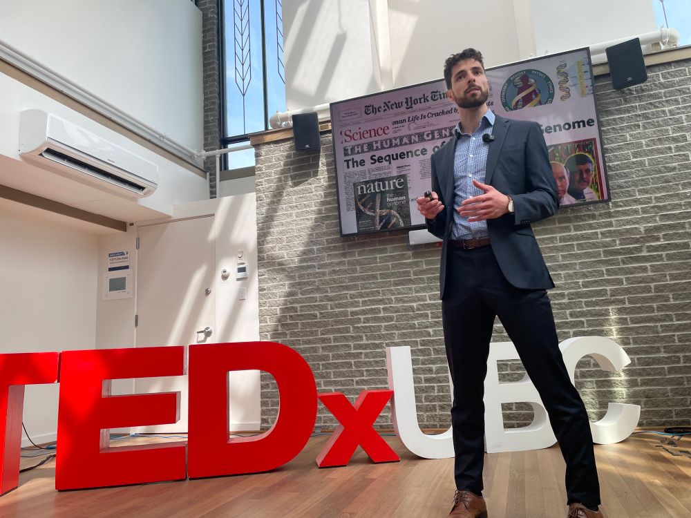 Young man giving TED talk