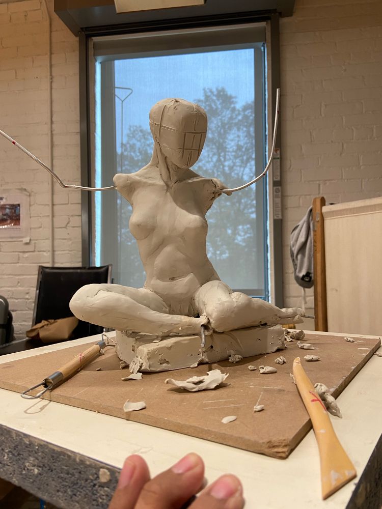 Nude figure sculpture in progress