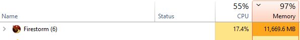 firestorm taking over 11GB of memory
