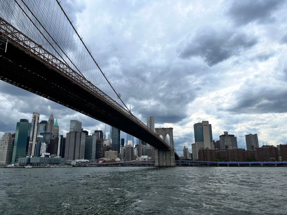 Brooklyn Bridge, cloudy day