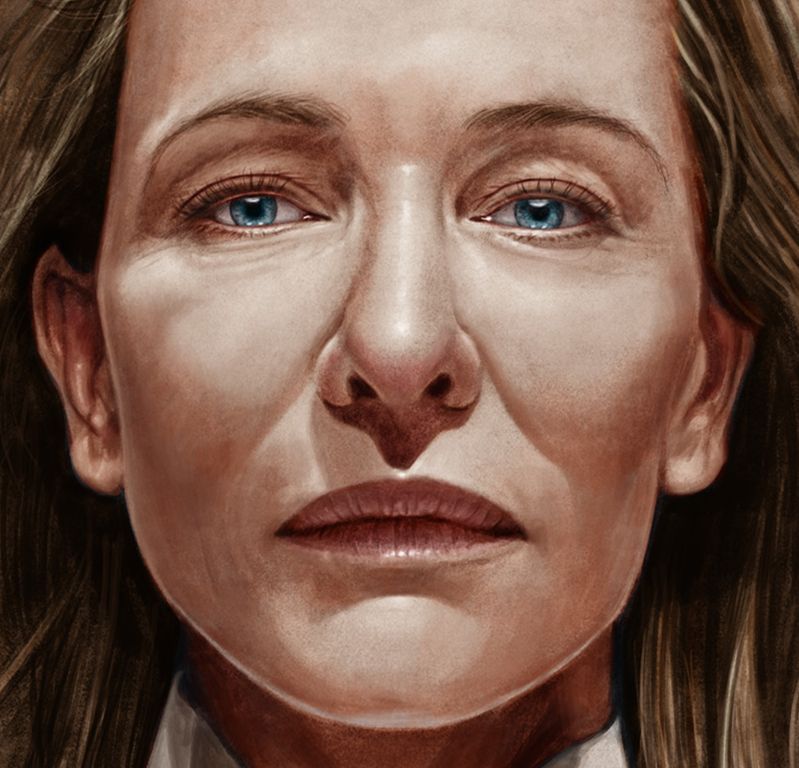 Close up of my portrait of Cate Blanchett