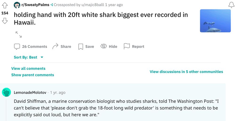 "I can't believe that 'please don't grab the 18-foot long wild predator' is something that needs to be said, but here we are."