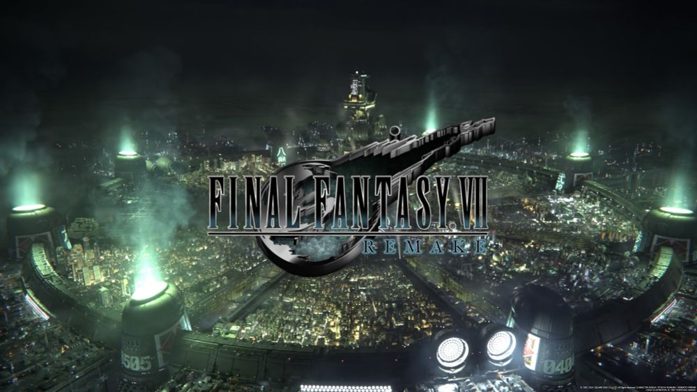 Screen capture of the Final Fantasy VII Remake title screen