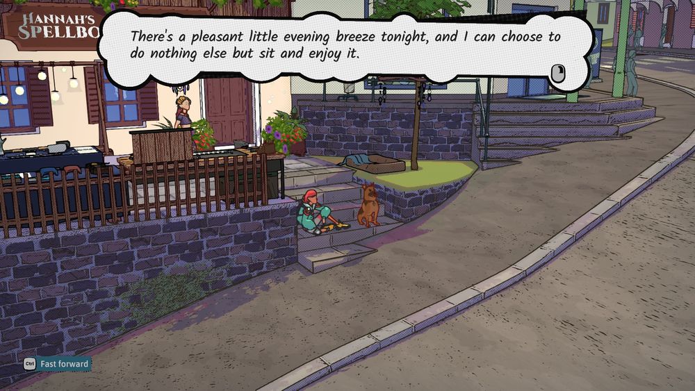 "There's a pleasant little evening breeze tonight, and I can choose to do nothing else but sit and enjoy it."