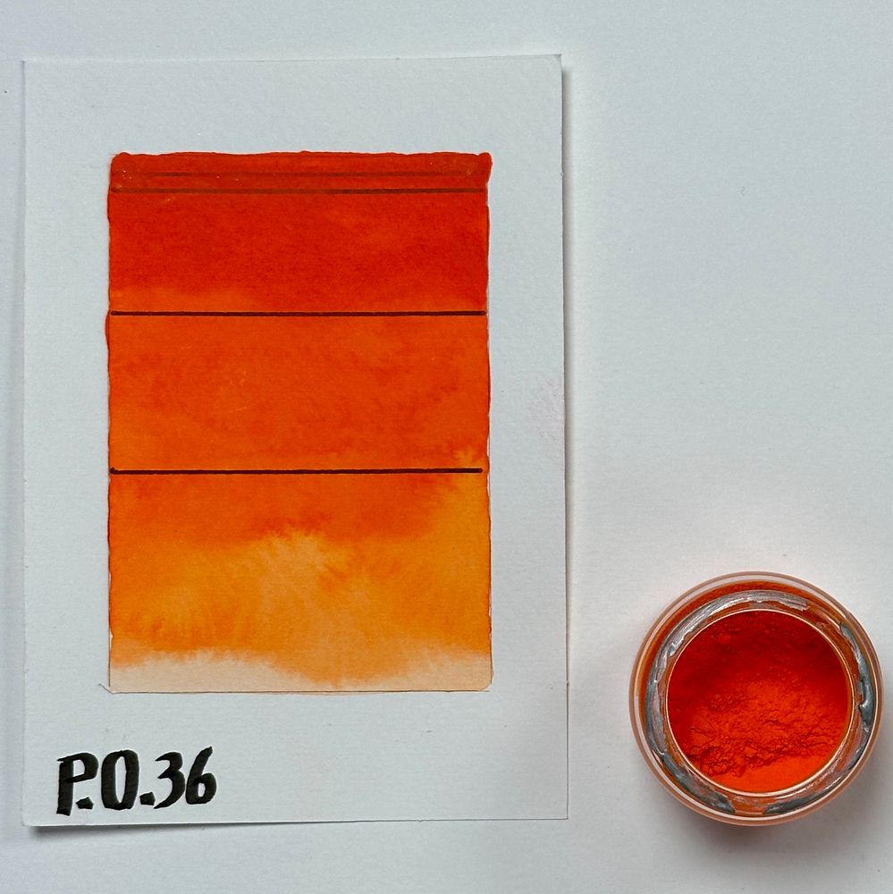 A gradient of pigment PO36 (benzimidazole orange)