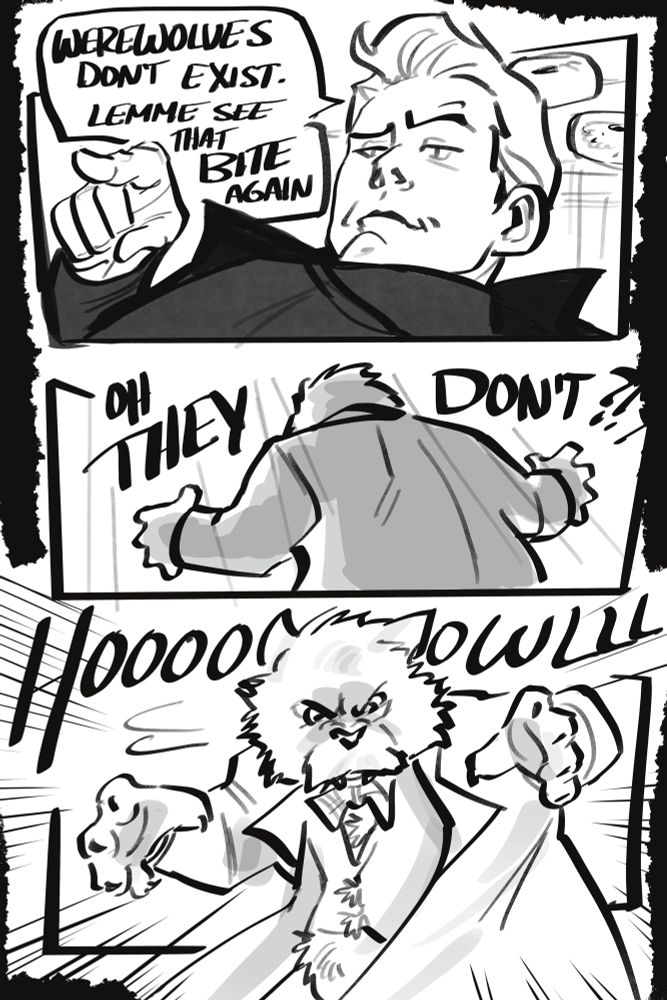 Crowley says werewolves don’t exist and Aziraphale whips around to face him as a FLUFFY CHOWCHOW WEREWOLF