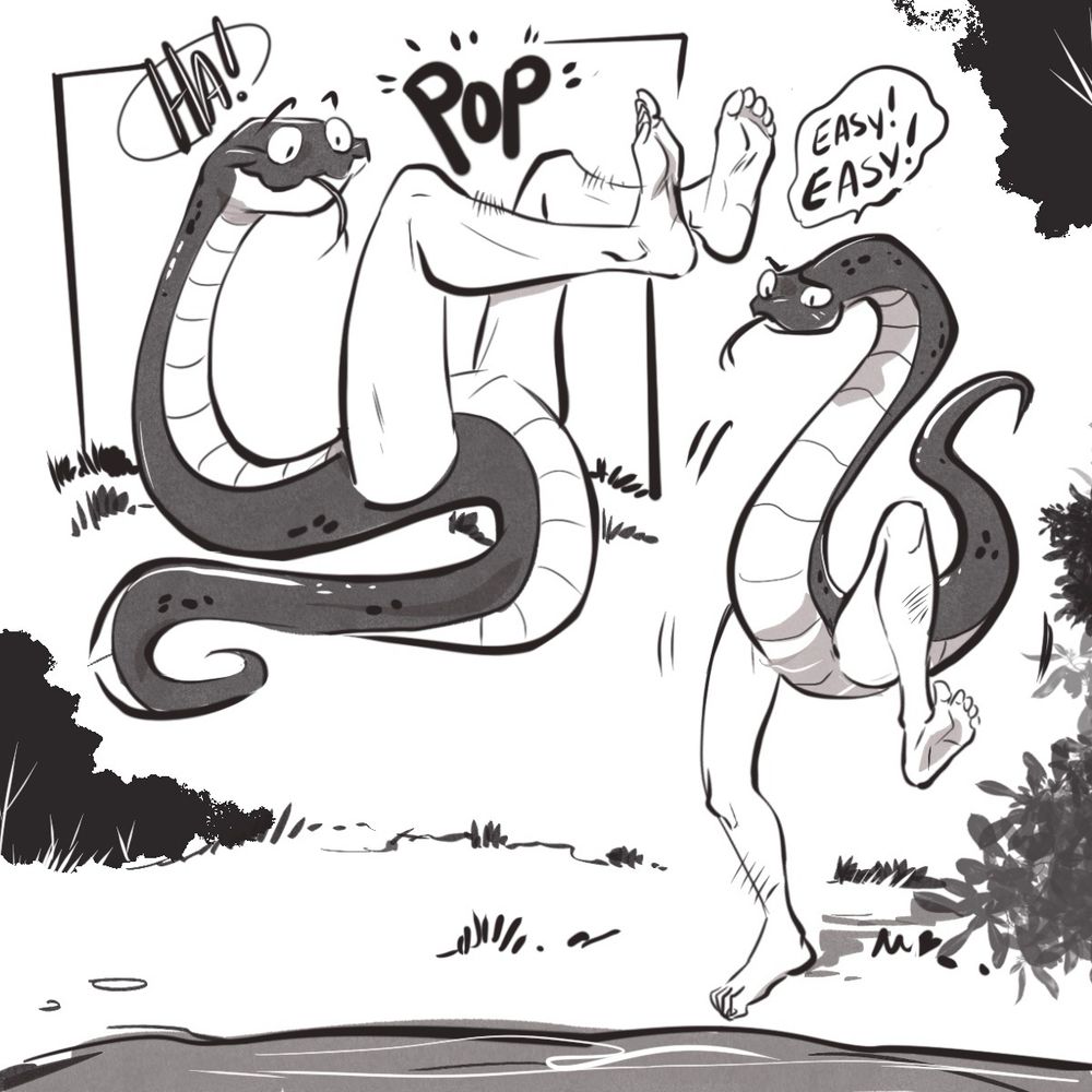 Serpent of Eden decides to try legs out. So a derpy snake with human legs is what you’d be looking at.

I have an art degree.

It was expensive.