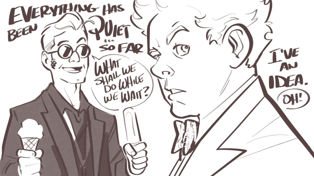 Our heroes with their ice cream during the body swap park scene.