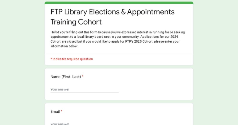 FTP Library Elections & Appointments Training Cohort