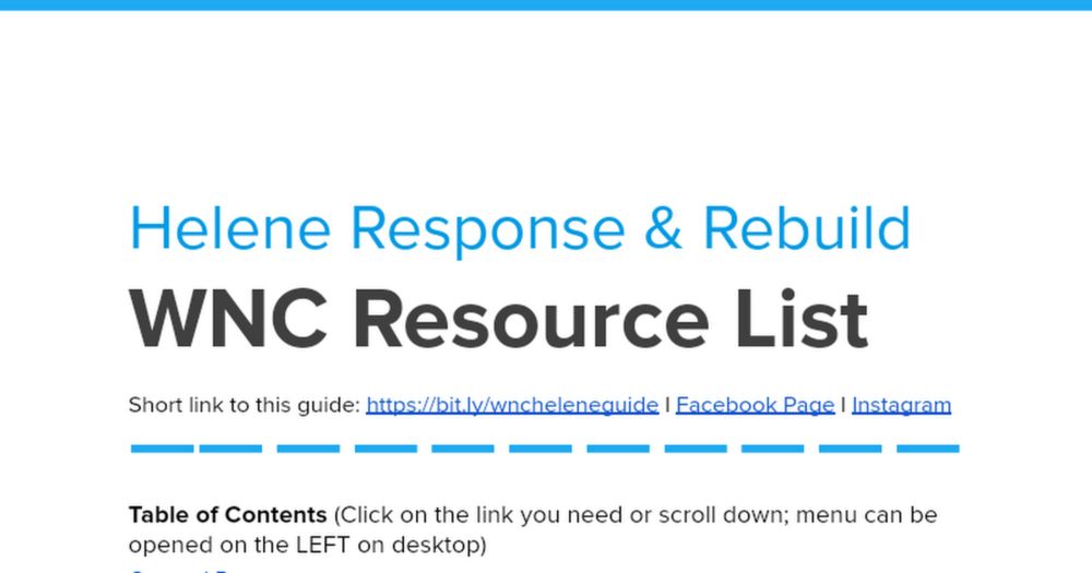 WNC HELENE RESOURCE GUIDE