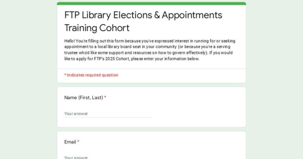 FTP Library Elections & Appointments Training Cohort