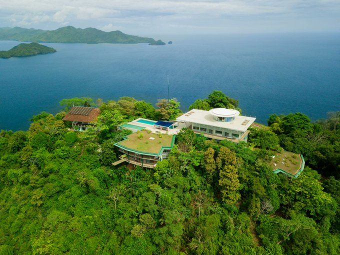 Jean Pigozzi private island compound, surrounded by jungle and ocean