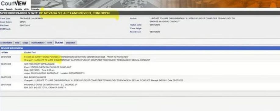 Alexandrovich's bail release forms
