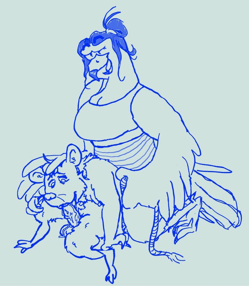nsfw furry art of a rat and a hawk 