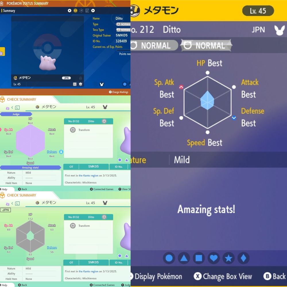 I found a LEGIT 6IV foreign Ditto!

After 21 hours of playing on a Japanese save file of Pokémon Let’s GO Pikachu I finally have a LEGIT 6IV JPN Ditto 😭✨✨✨

I built a catch combo over 31 in Let’s GO for Ditto. I kept checking for combat power of 1150, I found it, and it was 6IV 🎉
