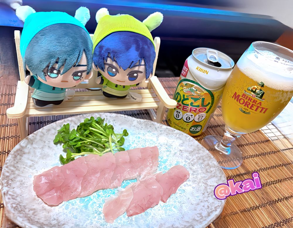 ハタハタのお刺身 ビールはのどごしゼロ