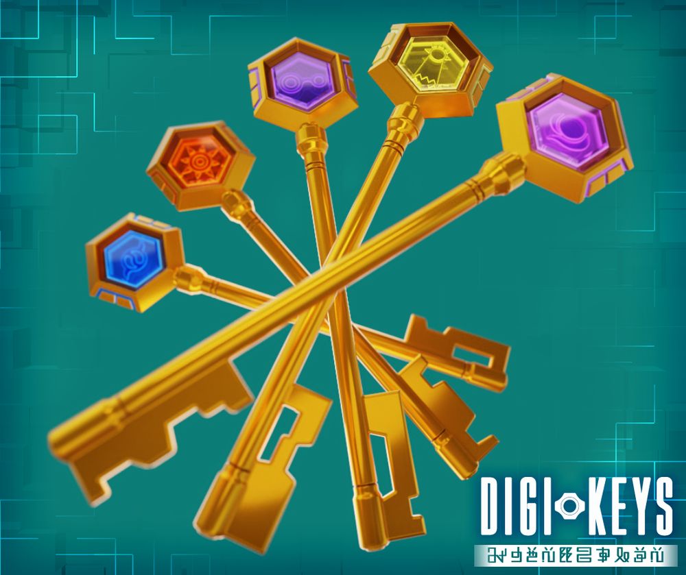 So I chose Courage, Friendship, Knowledge, Hope, and Kindness to be the 5 keys that would save the digital world. It felt the most well-rounded and gives Kindness a chance to shine.
Sadly, Courage chickened out at first, and they couldn't defeat the digimon demon lord. 
Like the glass insets of the original 7 (8) crests, I made the inner part of the keys a glass/crystal with the crests floating inset into the glass itself, shining with it's mysterious power. 
If you tilt the models, you can see the depth of the insets.