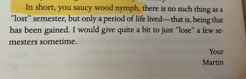 Letter to Hannah Arendt from Martin Heidegger casually calling her a saucy wood nymph