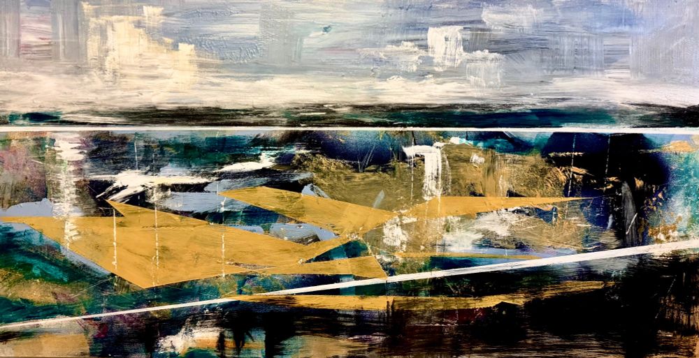 An expressive landscape painting of Mossyard Beach in Galloway, Scotland